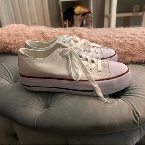 Women's White Canvas Platform Sneakers